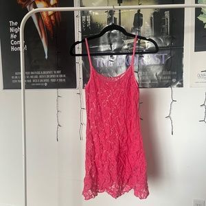 Pink Lace Babydoll Slip Dress